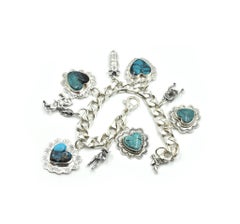 EGK Jewelry Sterling Silver Turquoise Charm Bracelet