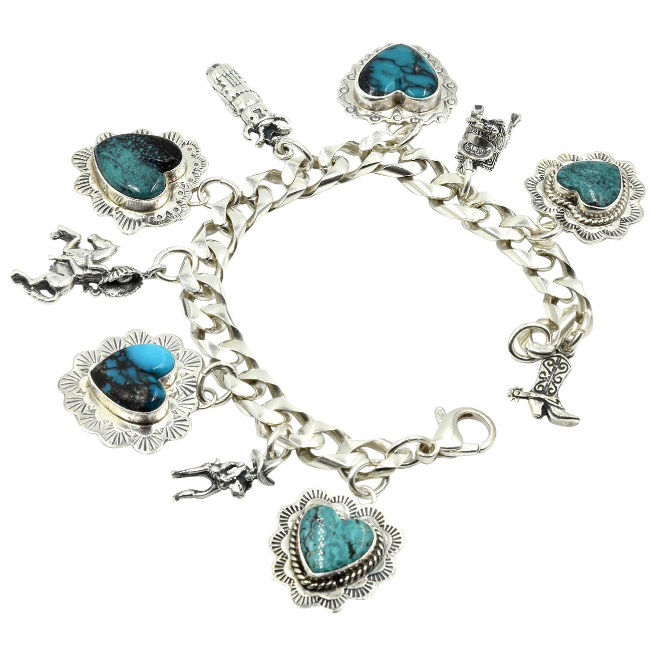 EGK Jewelry Sterling Silver Turquoise Charm Bracelet