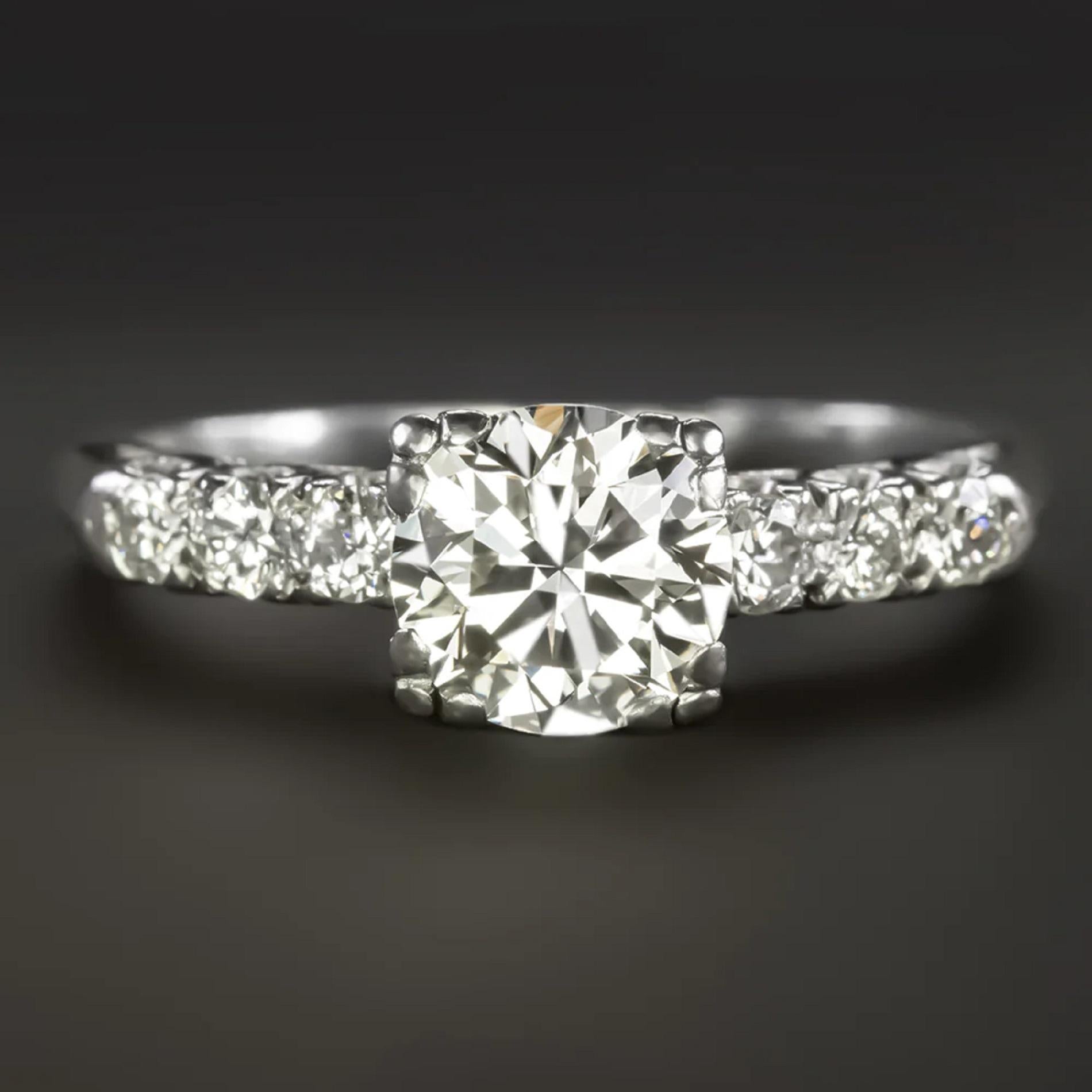 Round Cut EGL 1 Carat Round Brilliant Cut Diamond Engagement Platinum Ring For Sale