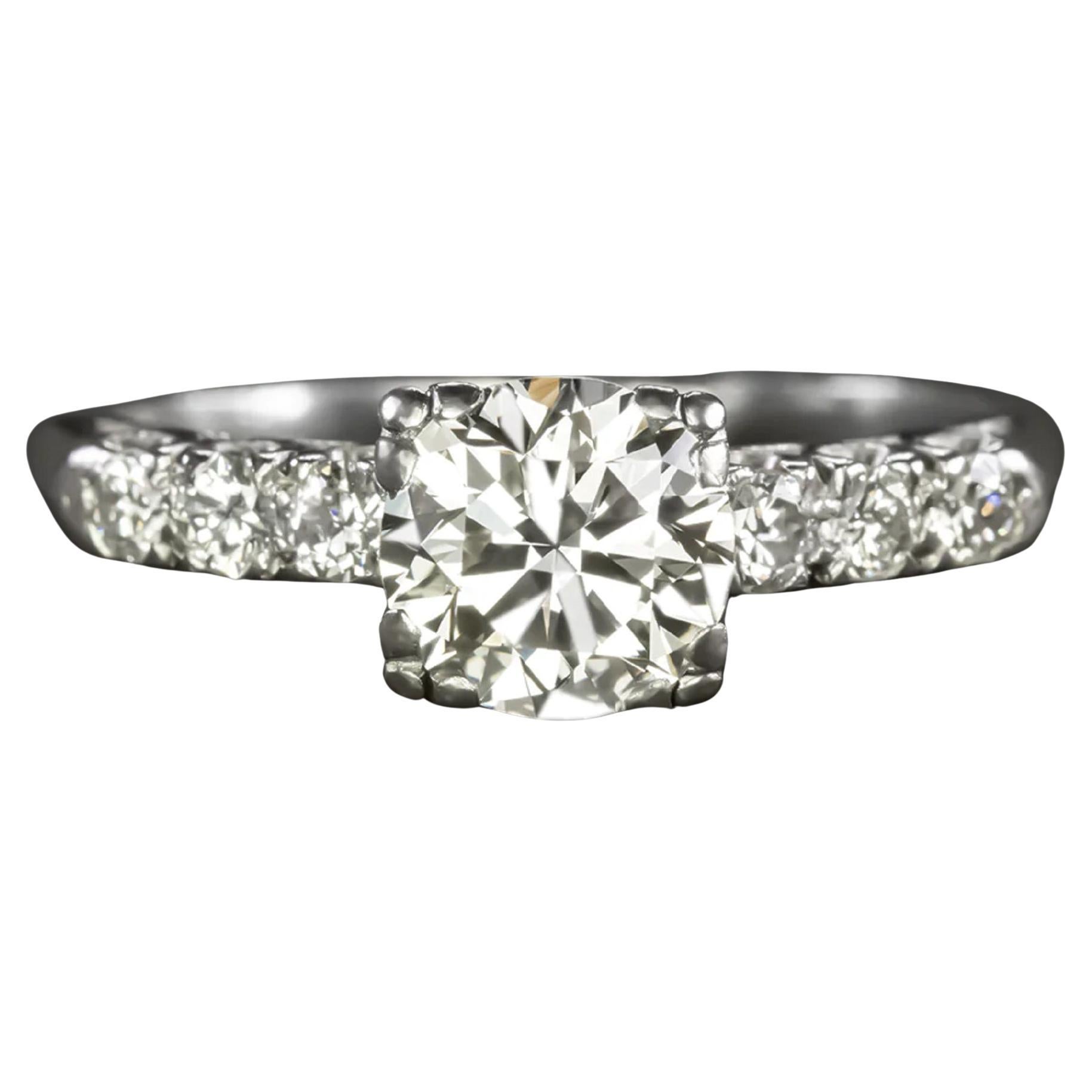 EGL 1 Carat Round Brilliant Cut Diamond Engagement Platinum Ring