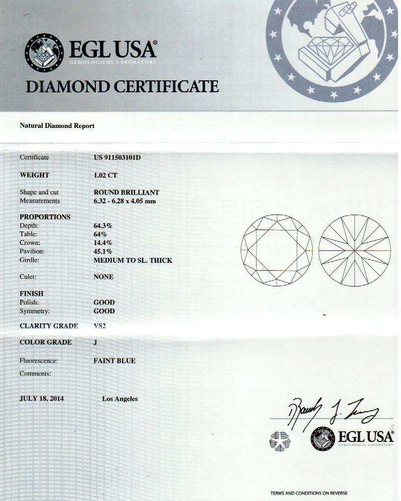 EGL 1.02 Ct J/VS2 Round Diamond 18K Double Halo Engagement Ring Split Shank Pour femmes en vente