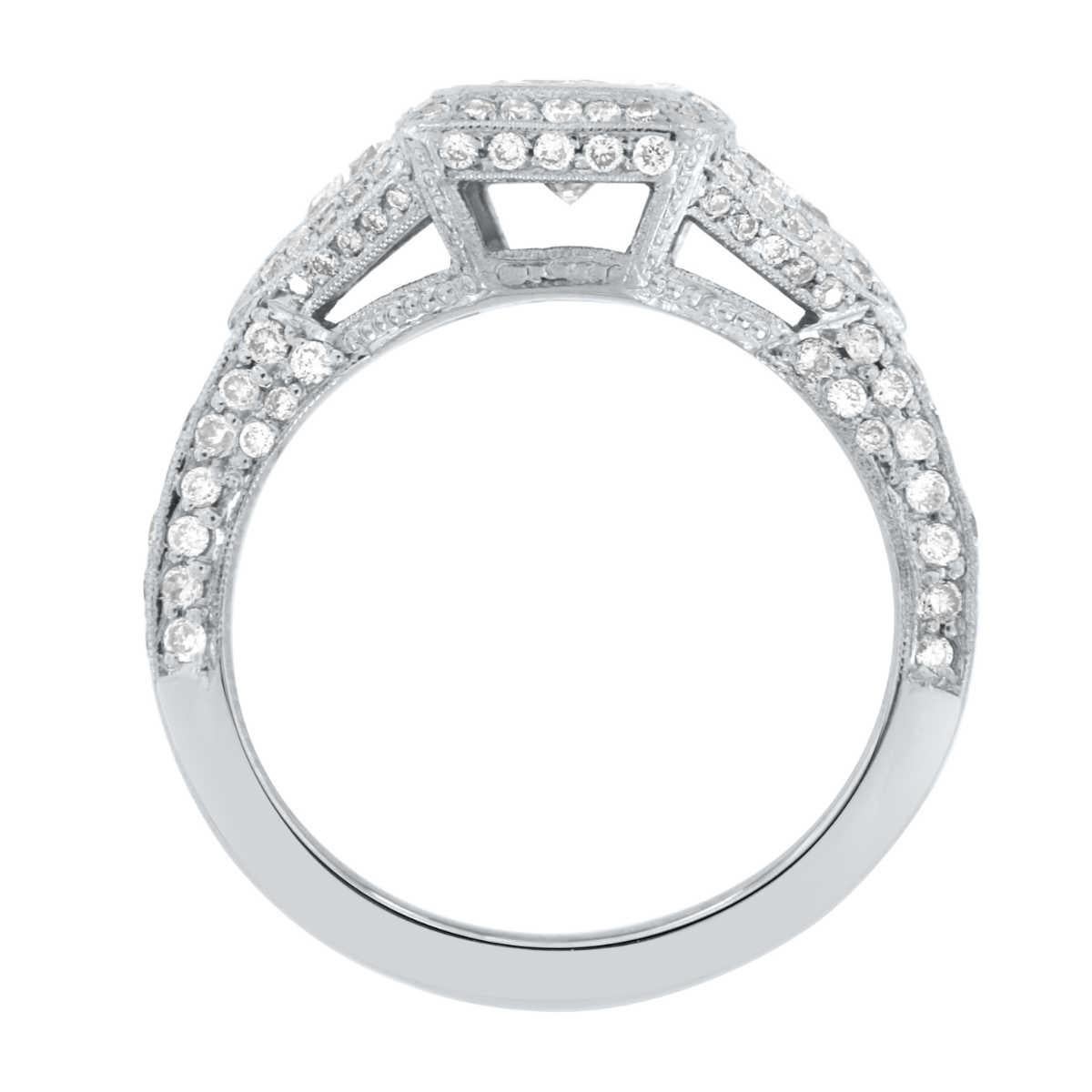 Radiant Cut EGL 1.03 Carat Radiant Trillion Diamond Platinum Trilogy Ring For Sale