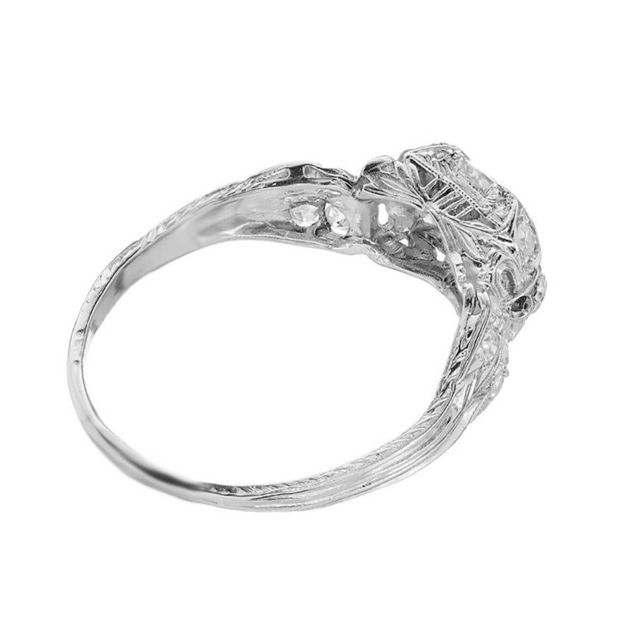 EGL 1.17 Carat Old European Cut Diamond Edwardian Platinum Engagement Ring In Good Condition For Sale In Stamford, CT