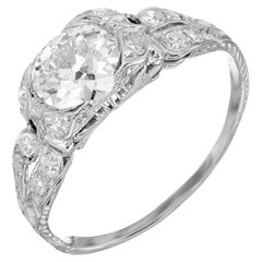 1,17 Karat Diamant im alteuropäischen Schliff Edwardian Platin Verlobungsring