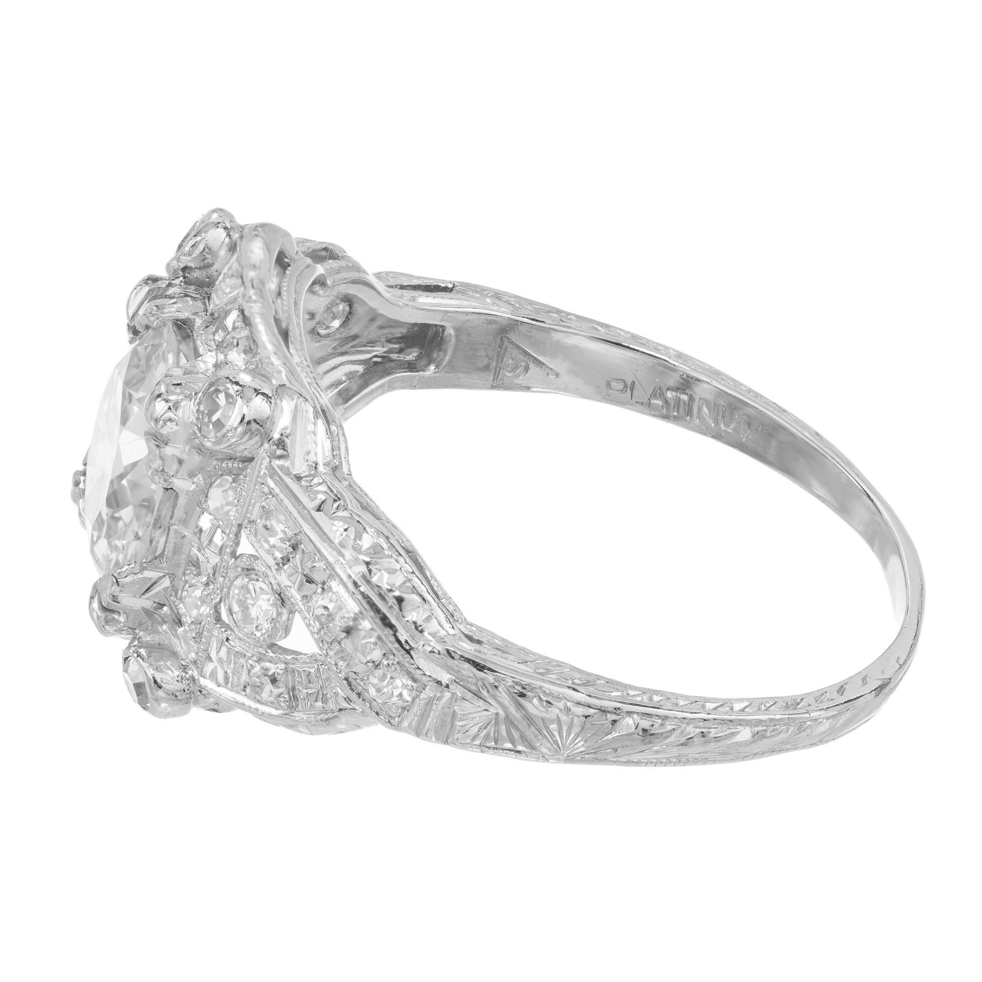 EGL 1.35 Carat Transitional Cut Diamond Platinum Engagement Ring In Good Condition For Sale In Stamford, CT