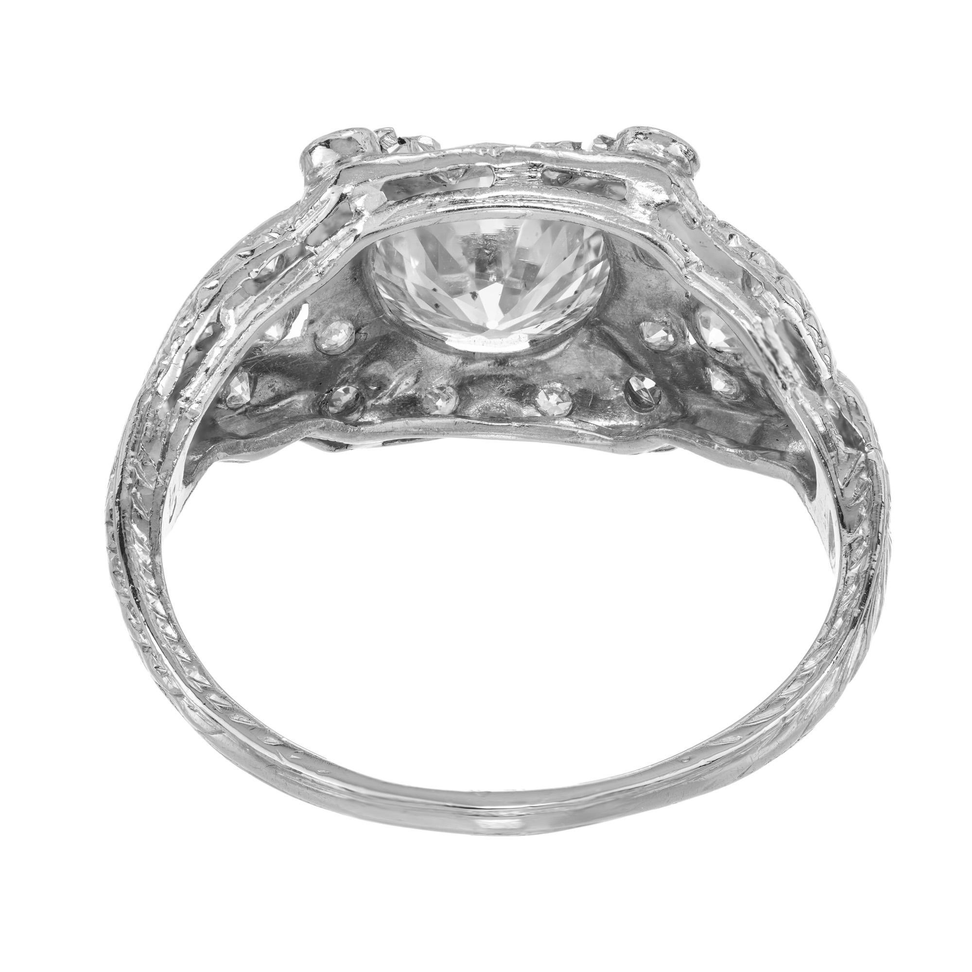 EGL 1.35 Carat Transitional Cut Diamond Platinum Engagement Ring For Sale 1