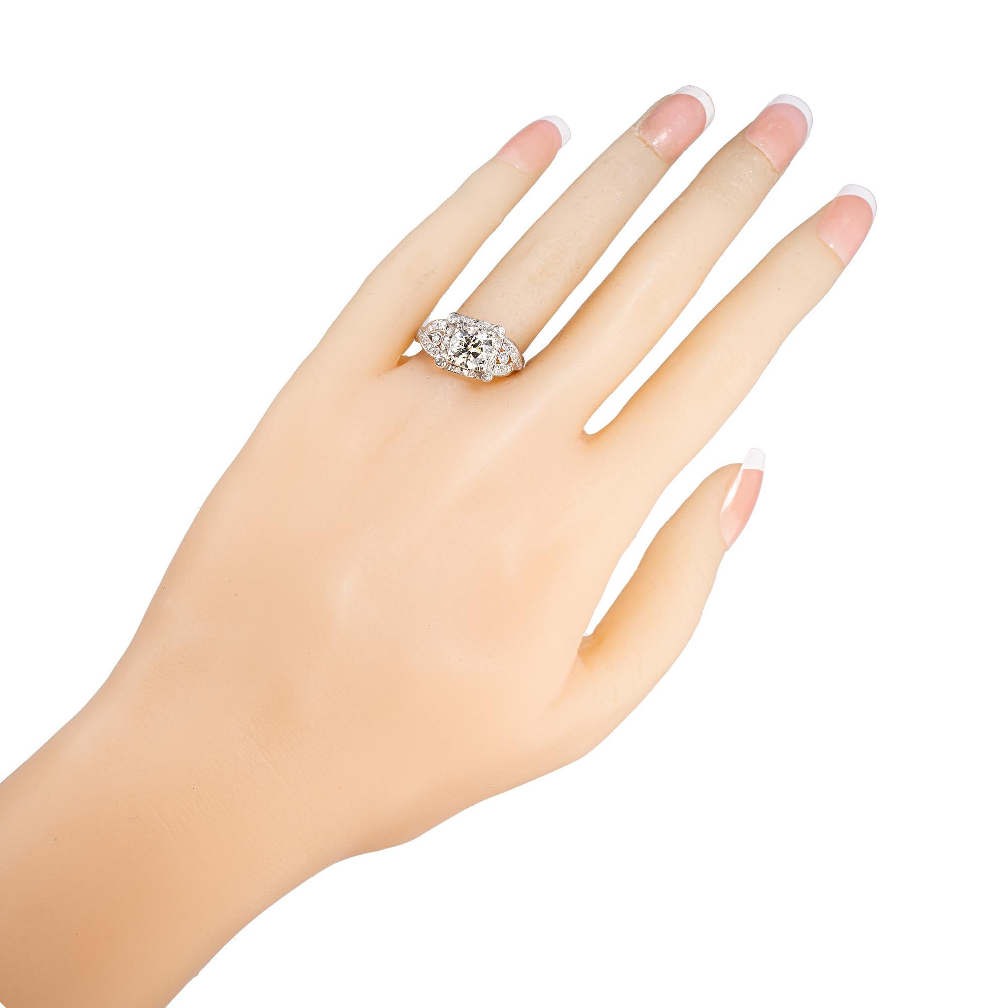 EGL 1.35 Carat Transitional Cut Diamond Platinum Engagement Ring For Sale 3