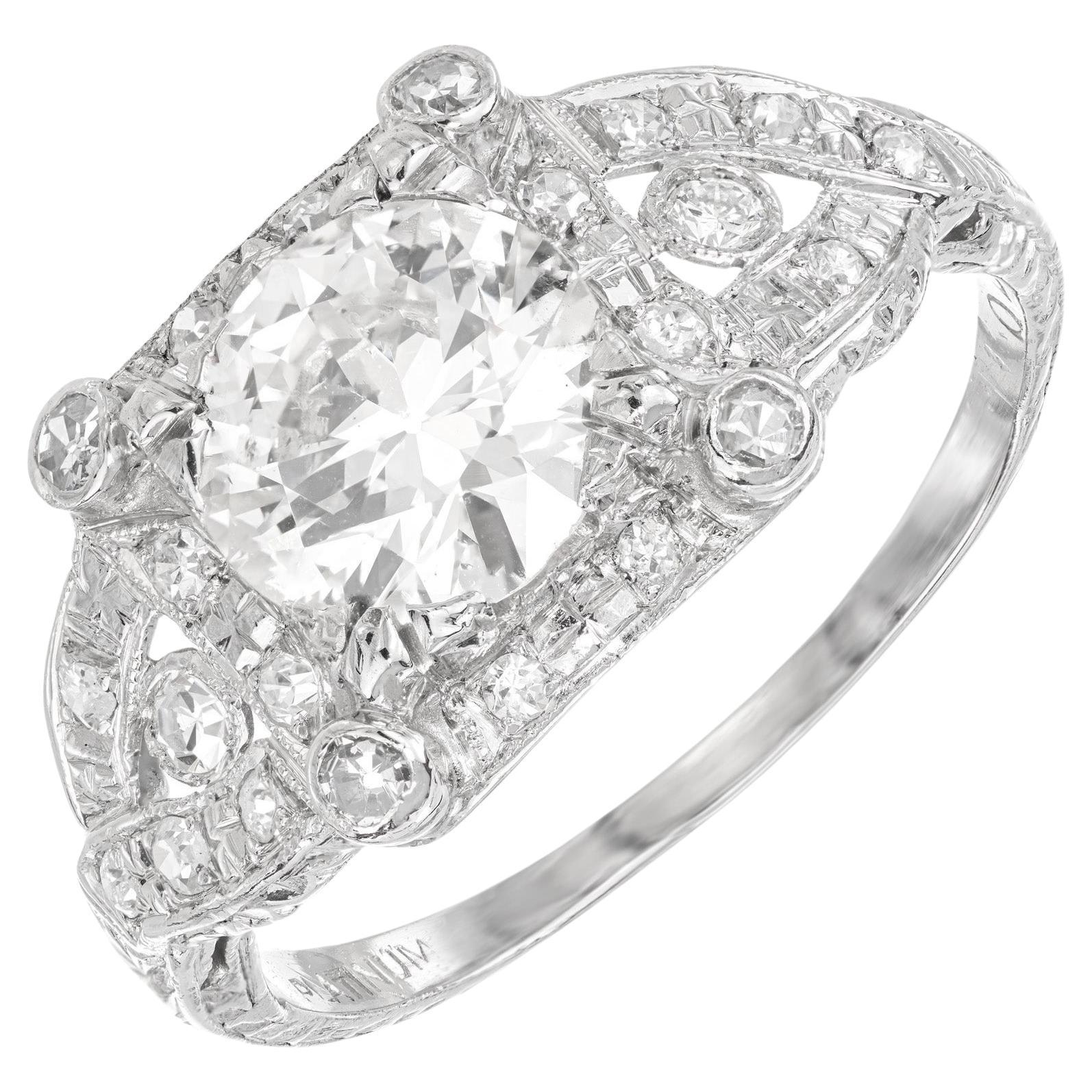 EGL 1.35 Carat Transitional Cut Diamond Platinum Engagement Ring
