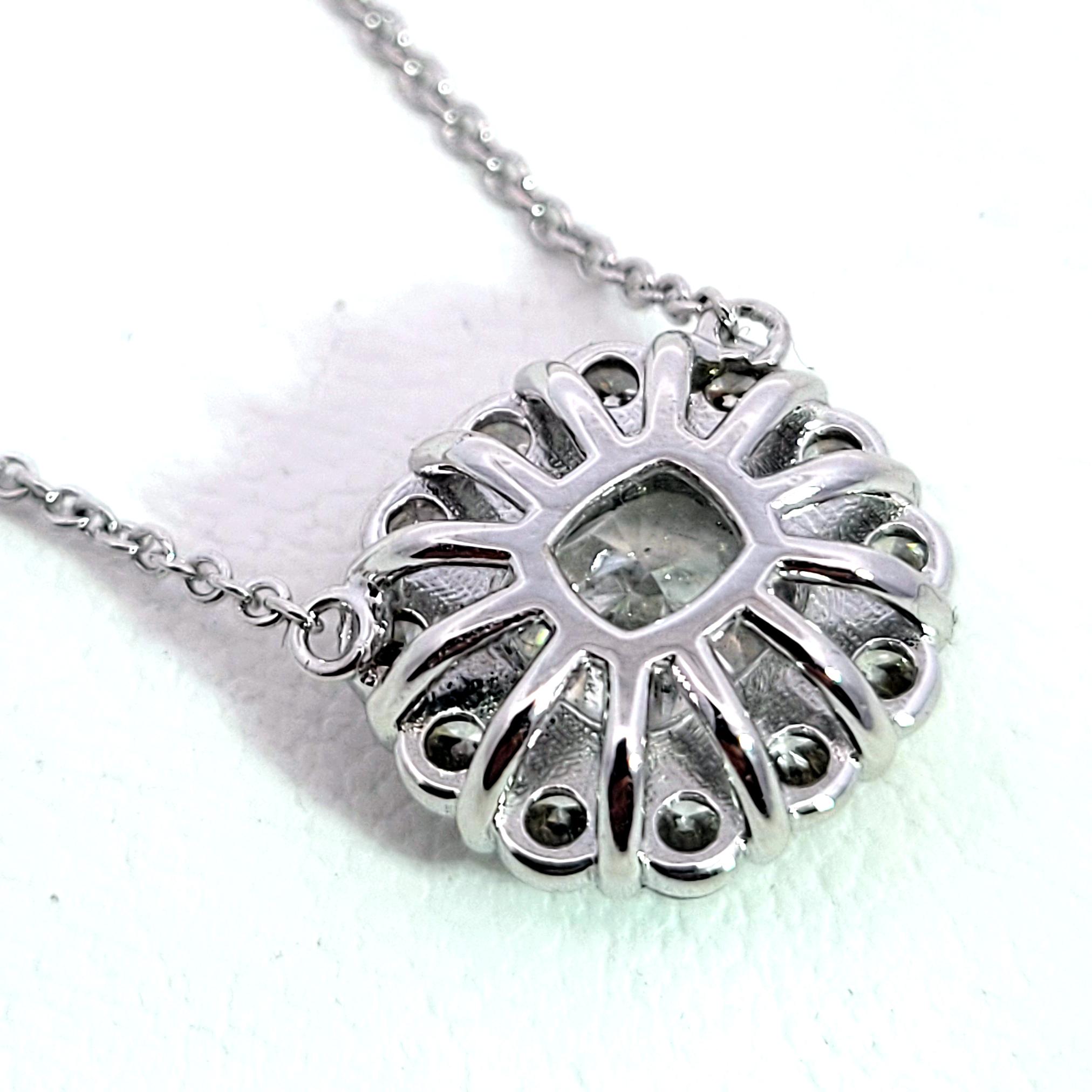 EGL 2.03 Ct D/SI3  Cushion Diamond Necklace on diamond by the yard necklace In New Condition For Sale In Los Angeles, CA