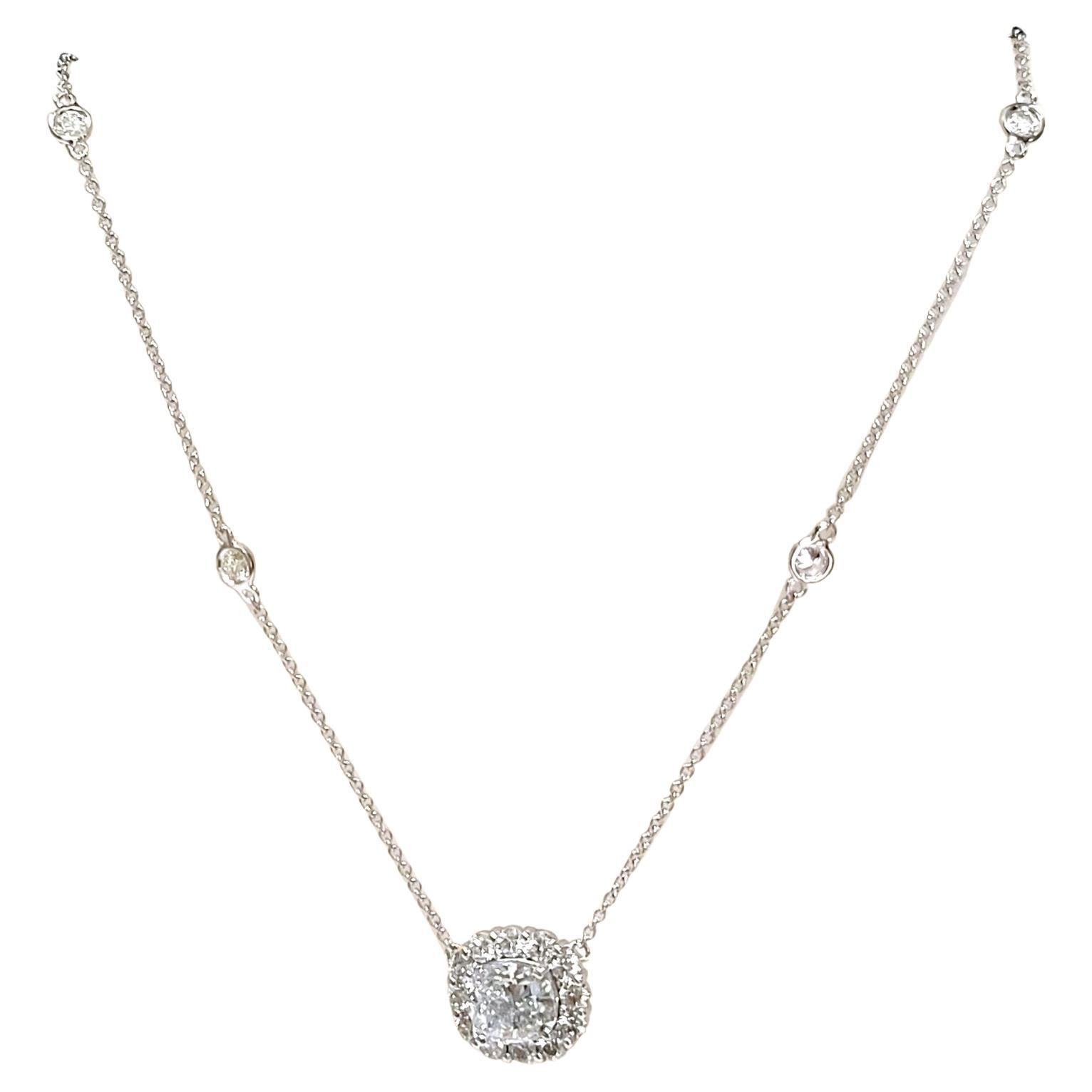 EGL 2.03 Ct D/SI3  Cushion Diamond Necklace on diamond by the yard necklace