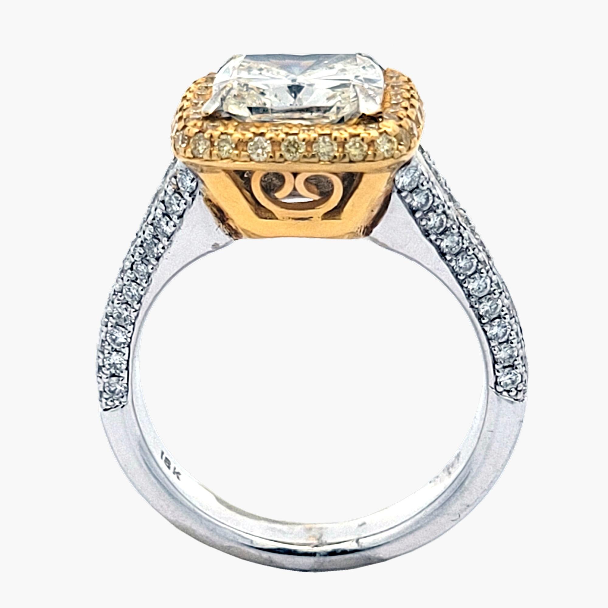 Cushion Cut EGL 2.08 Ct K/VS2 Pave Set 18 Karat Engagement Ring with Halo For Sale