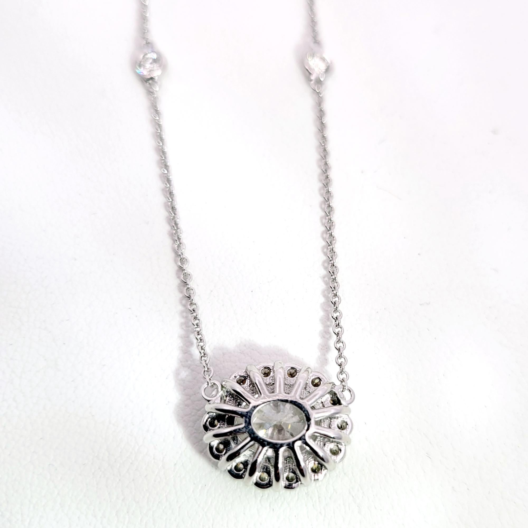 Women's EGL 2.15 Ct F/SI3  Oval Diamond Necklace on diamond by the yard necklace For Sale