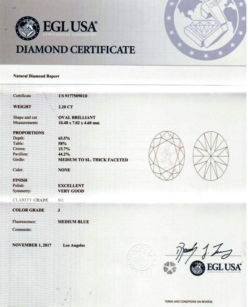 EGL 2,20 Karat J/SI1 Ovaler Diamant in einer Pavé gefasster 18K Verlobungsring mit Halo Damen im Angebot