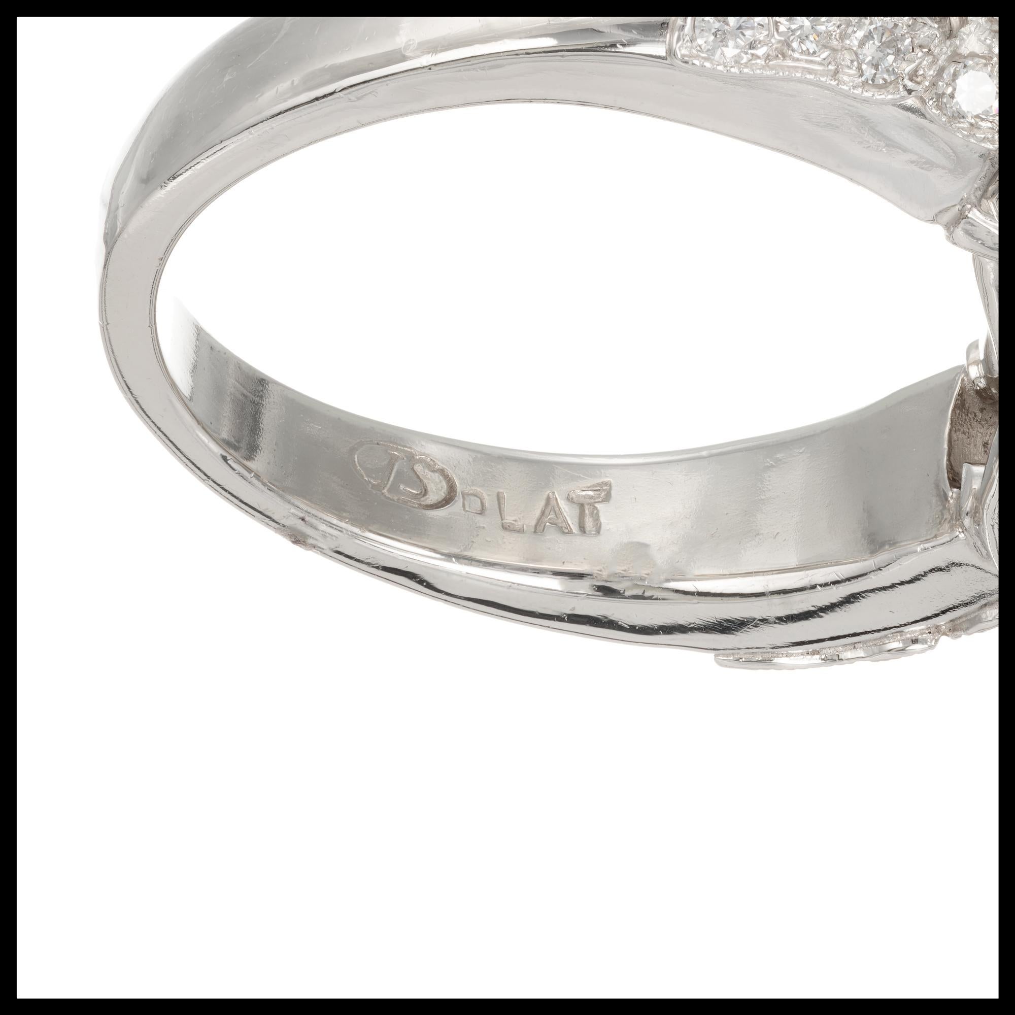 EGL 3.02 Carat Old European Cut Diamond Platinum Three-Stone Engagement Ring For Sale 1