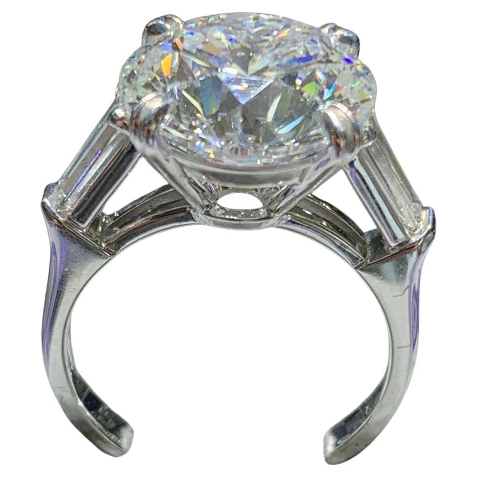EGL 3.61 Carat Old European Diamond Tapered Baguette Ring  For Sale