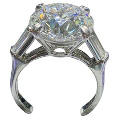 Vintage EGL 3.61 Carat Old European Diamond Tapered Baguette Ring 