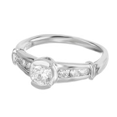 EGL .37 Carat Bezel Set Round Diamond Platinum Engagement Ring