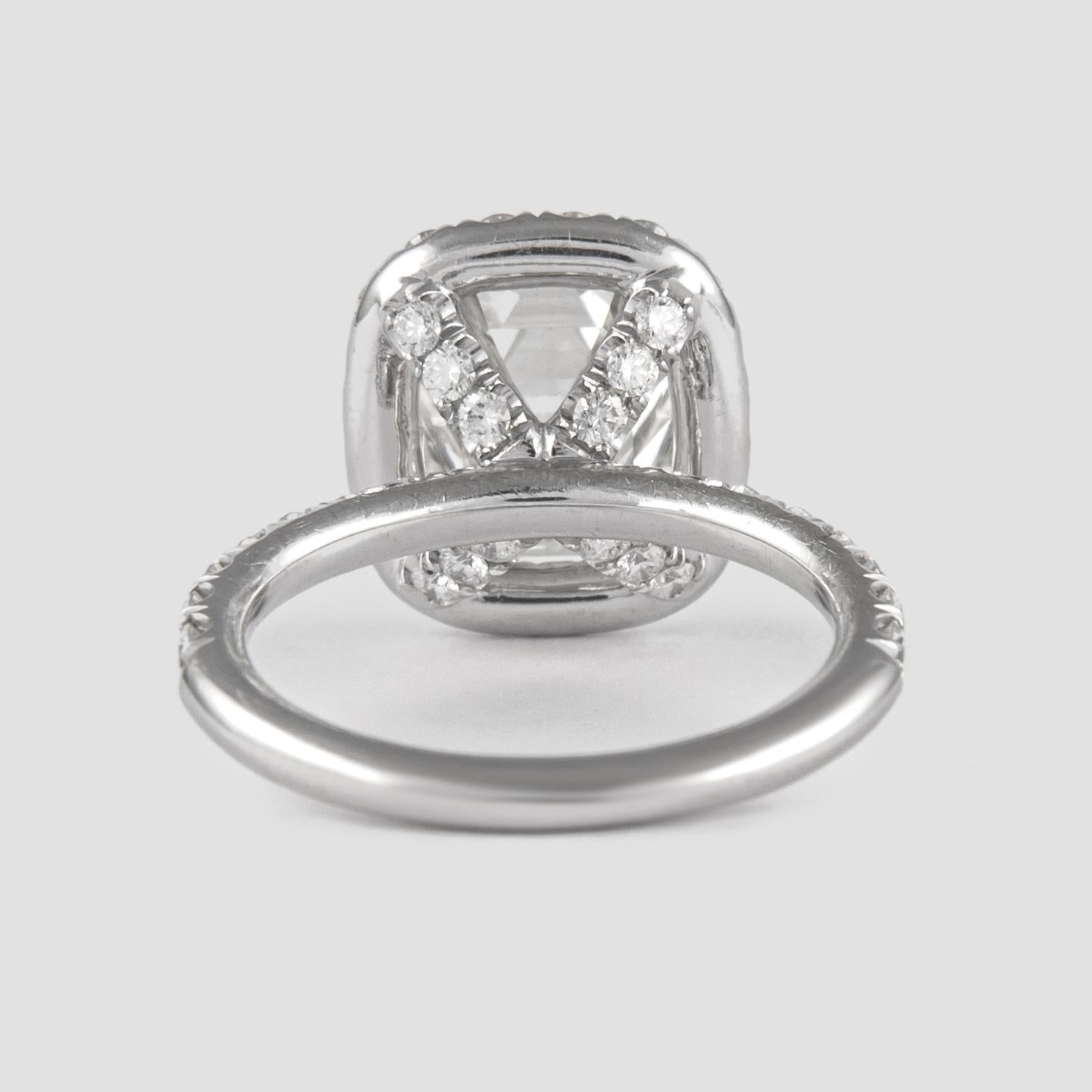 Women's EGL 3.99 Carat Emerald Cut Diamond Ring with an Eternity Band 18k White Gold