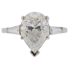 Vintage EGL 5.02 Carat G SI2 Pear Diamond Platinum Engagement Ring