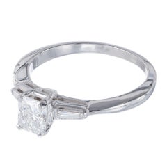 EGL .65 Carat Cushion Cut Diamond White Gold Three-Stone Engagement Ring