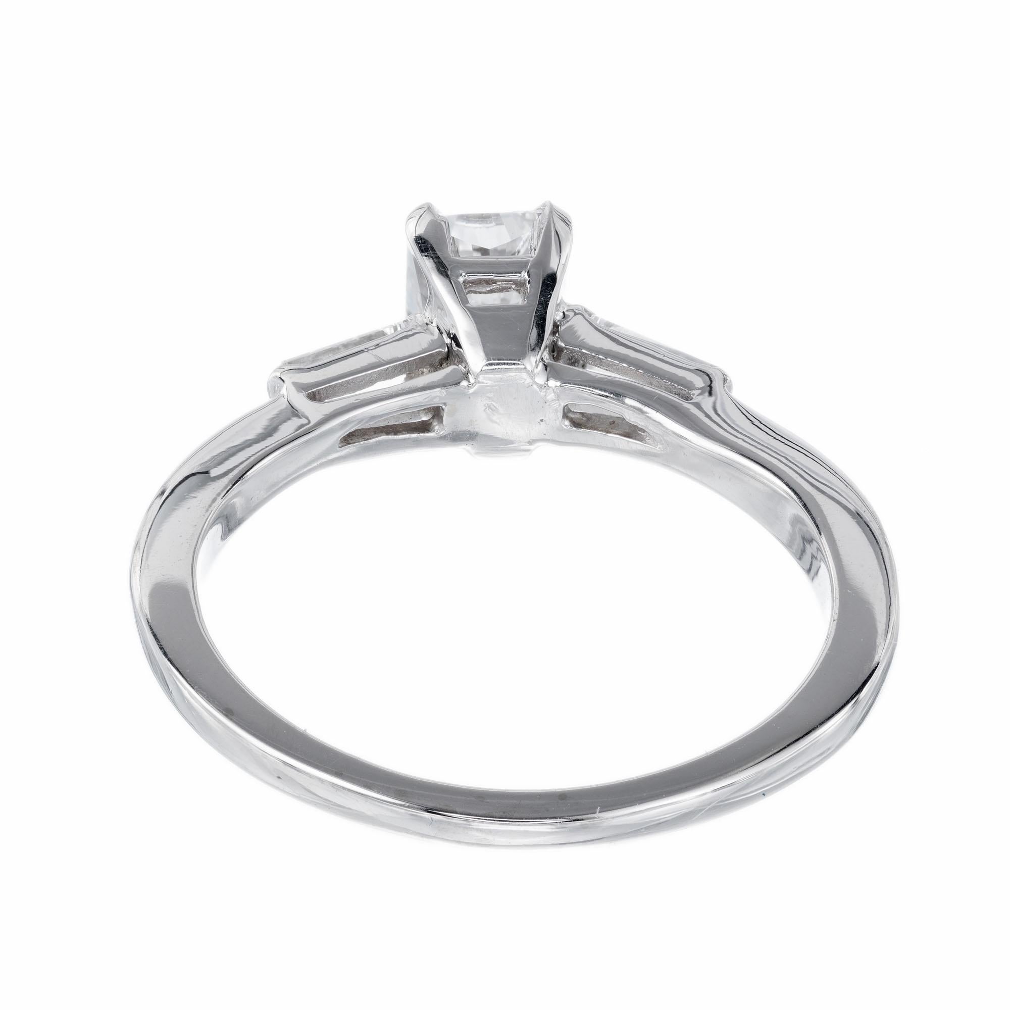 Women's EGL .65 Carat Cushion Cut Diamond White Gold Three-Stone Engagement Ring For Sale