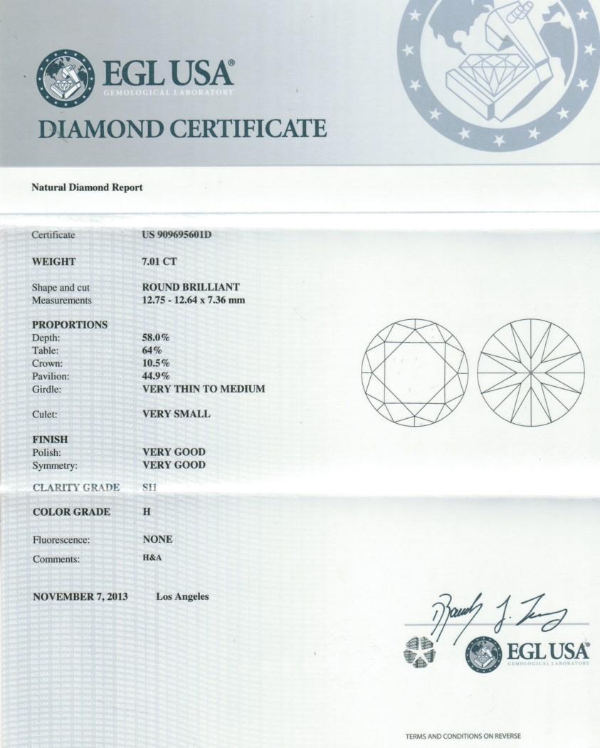 EGL H/SI1 Verlobungsring im Eternity-Stil, EGL H/SI1 7,01 Karat runder Diamant 18K im Angebot 5