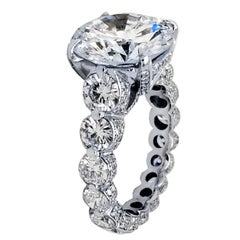 EGL H/SI1 Bague de fiançailles de style éternité à griffes partagées en or 18 carats et diamants ronds de 7,01 carats