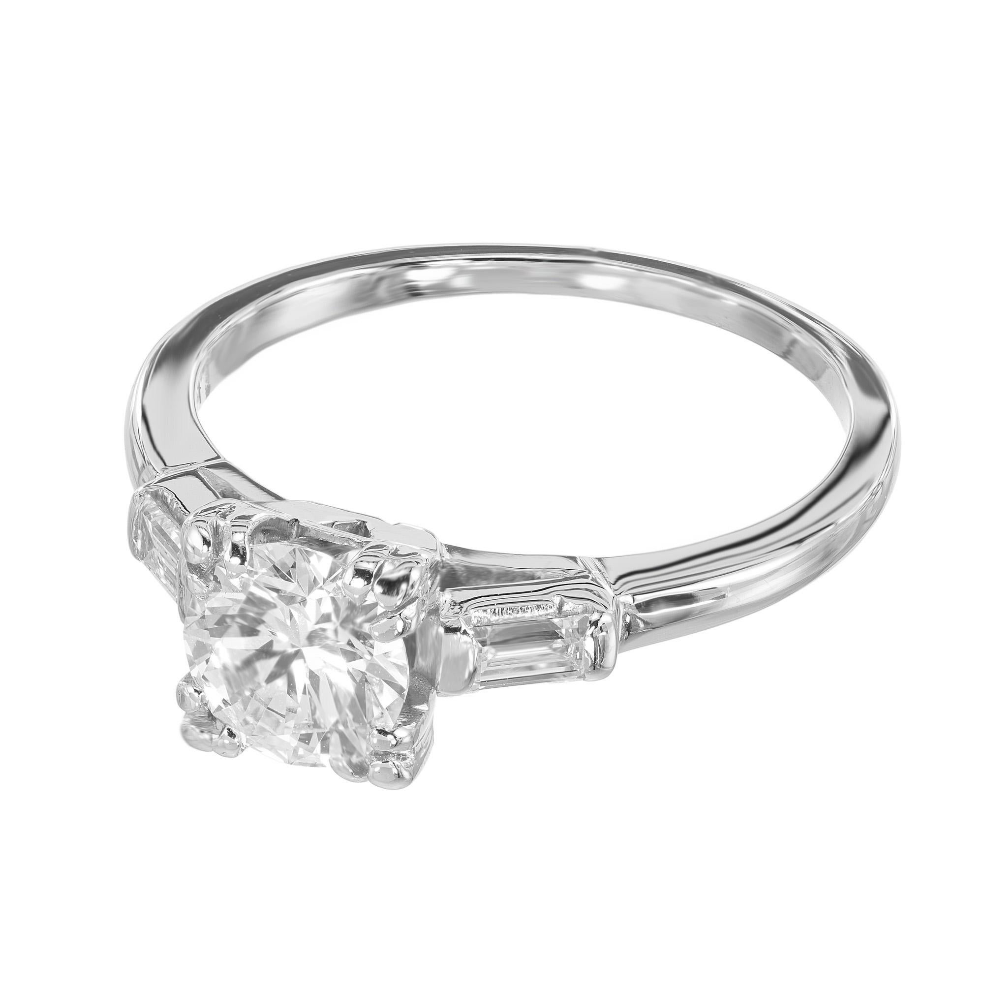 Platin-Verlobungsring mit zertifiziertem Art-Déco-Diamant im Übergangsschliff von Egl (Rundschliff) im Angebot