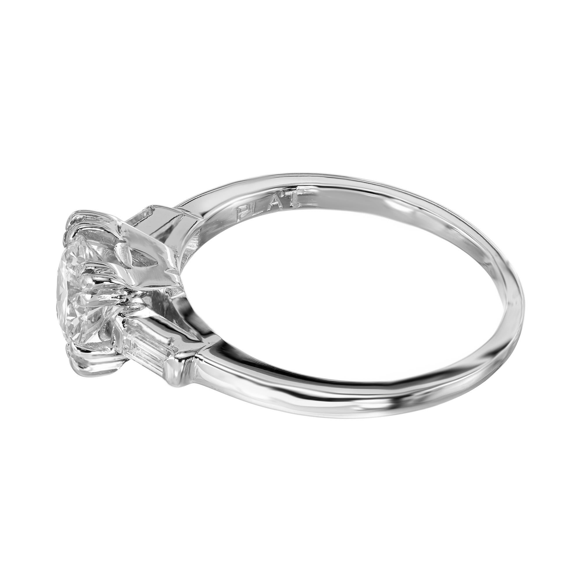 Platin-Verlobungsring mit zertifiziertem Art-Déco-Diamant im Übergangsschliff von Egl Damen im Angebot