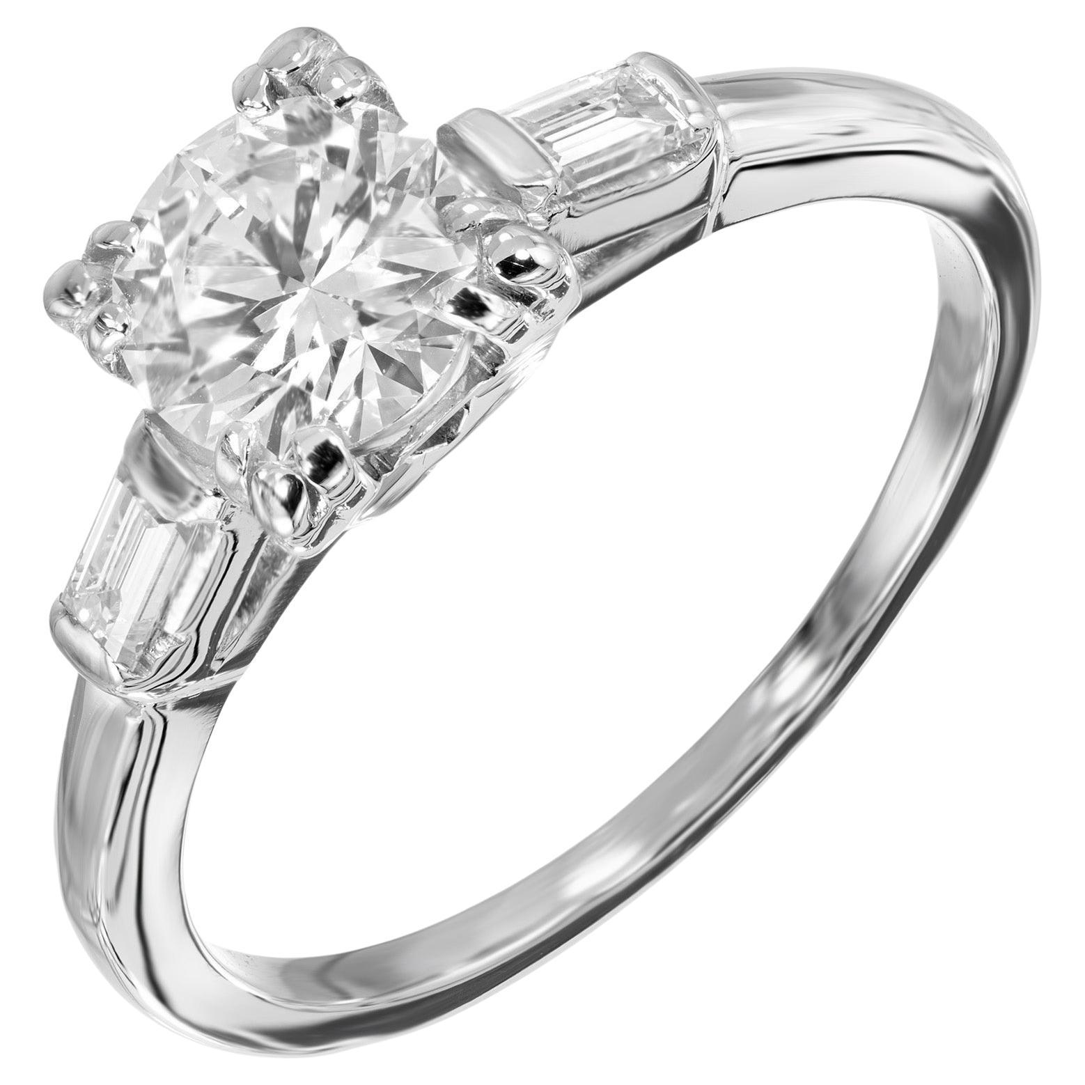 Anillo de Compromiso de Platino con Diamante Art Decó de Corte Transicional Certificado por la Egl
