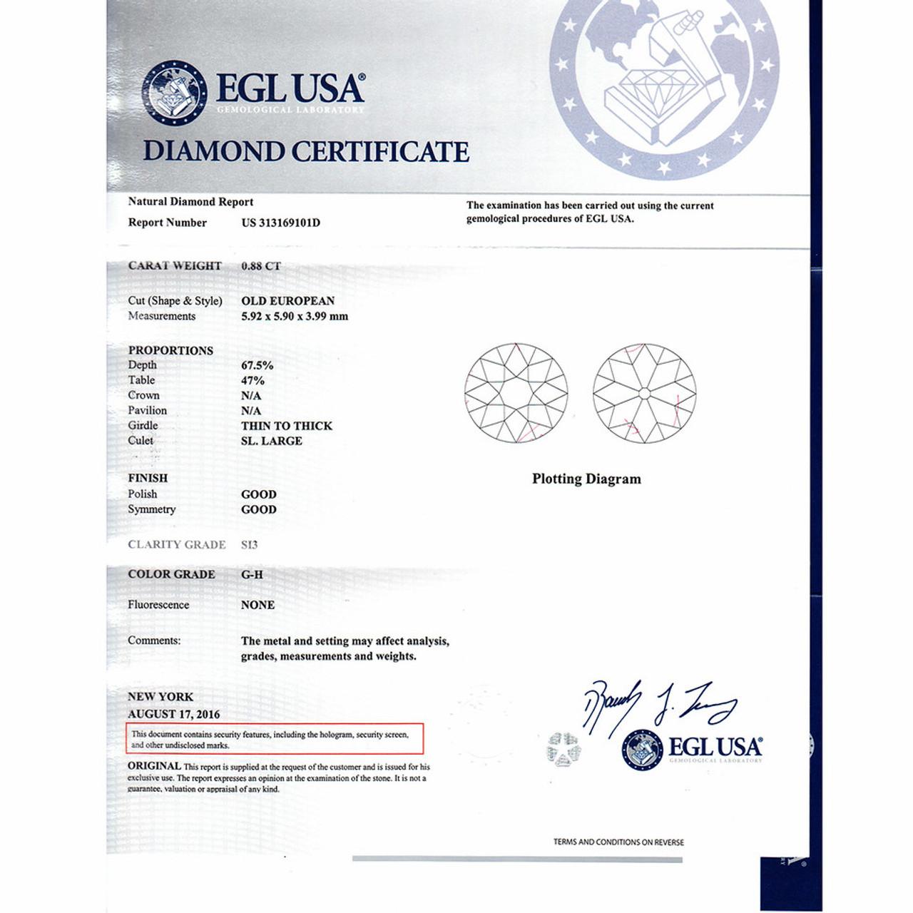 Anello di fidanzamento in platino con diamante Art Deco di vecchio taglio europeo In condizioni buone in vendita a Stamford, CT