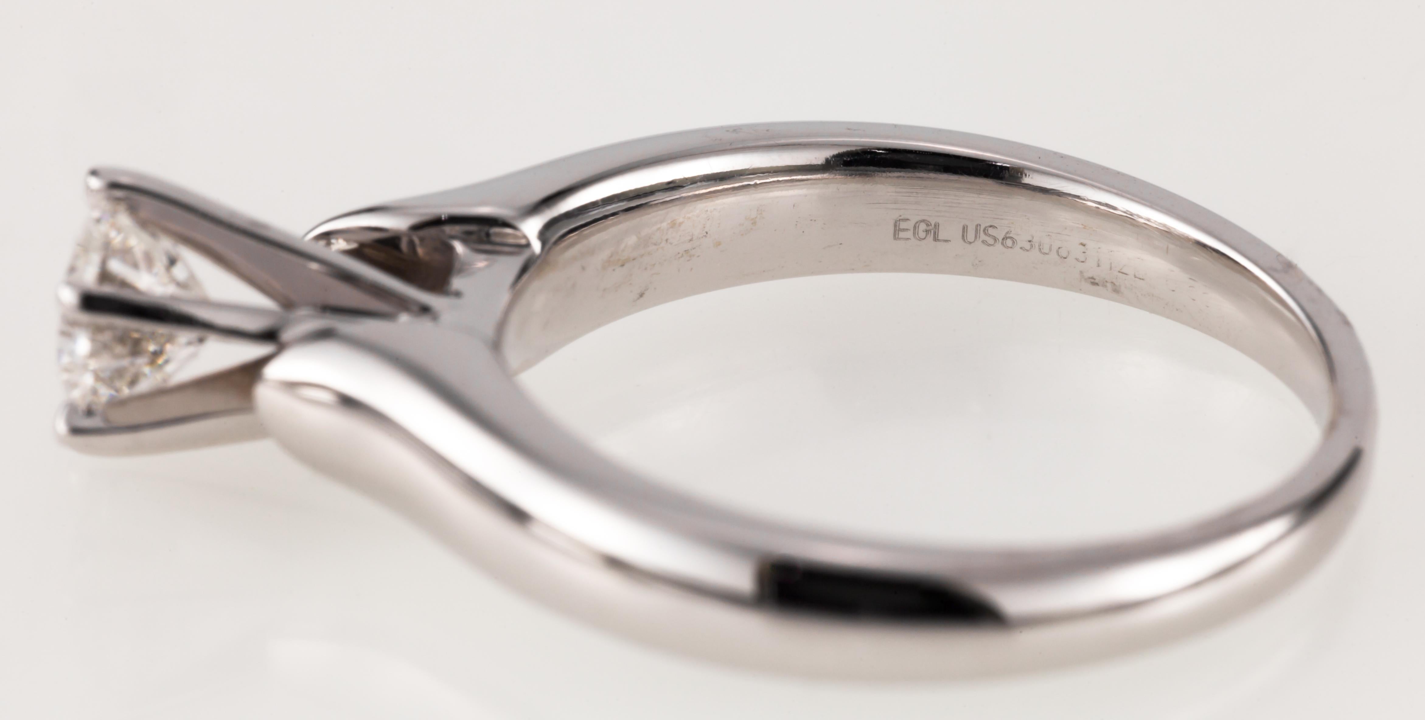 EGL-zertifizierter 0,52 Karat Solitär-Ring aus 14 Karat Weißgold G/ SI3 im Angebot 6