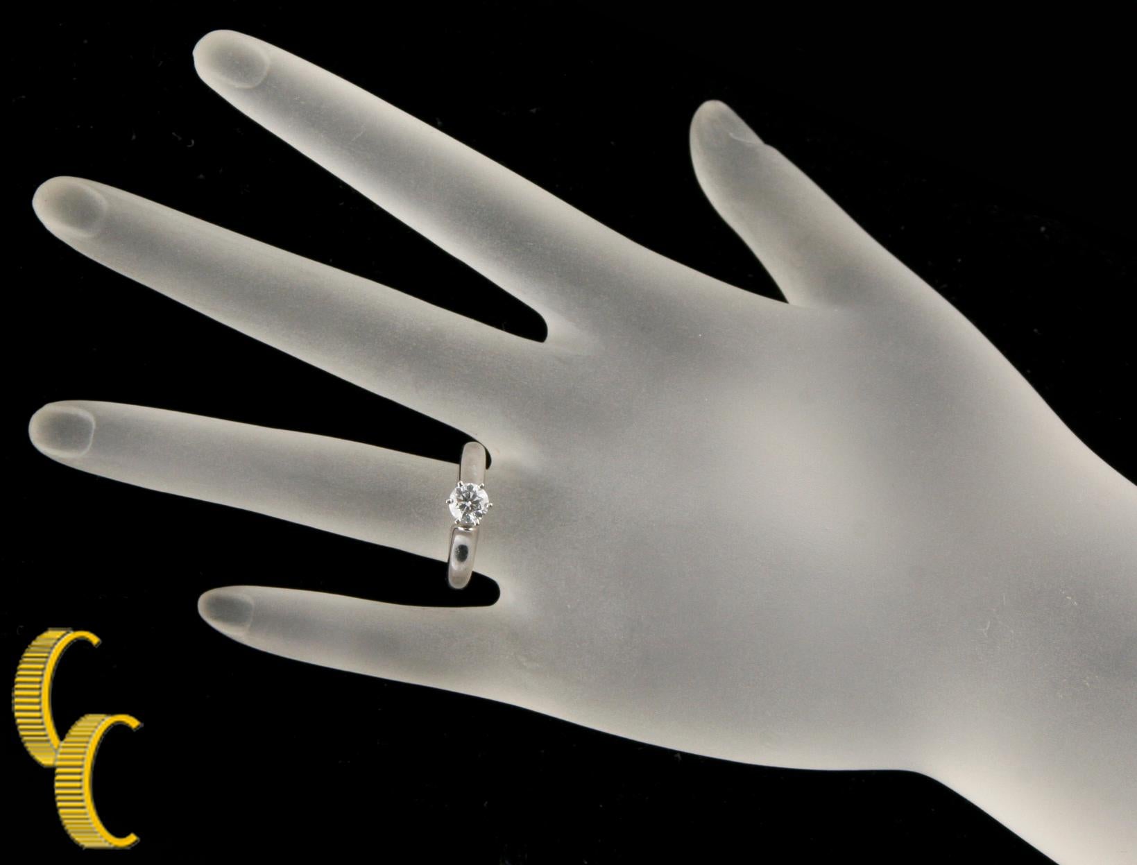 Bague solitaire en or blanc 14 carats sertie d'un diamant G/ SI3 de 0,52 carat certifié EGL en vente 1