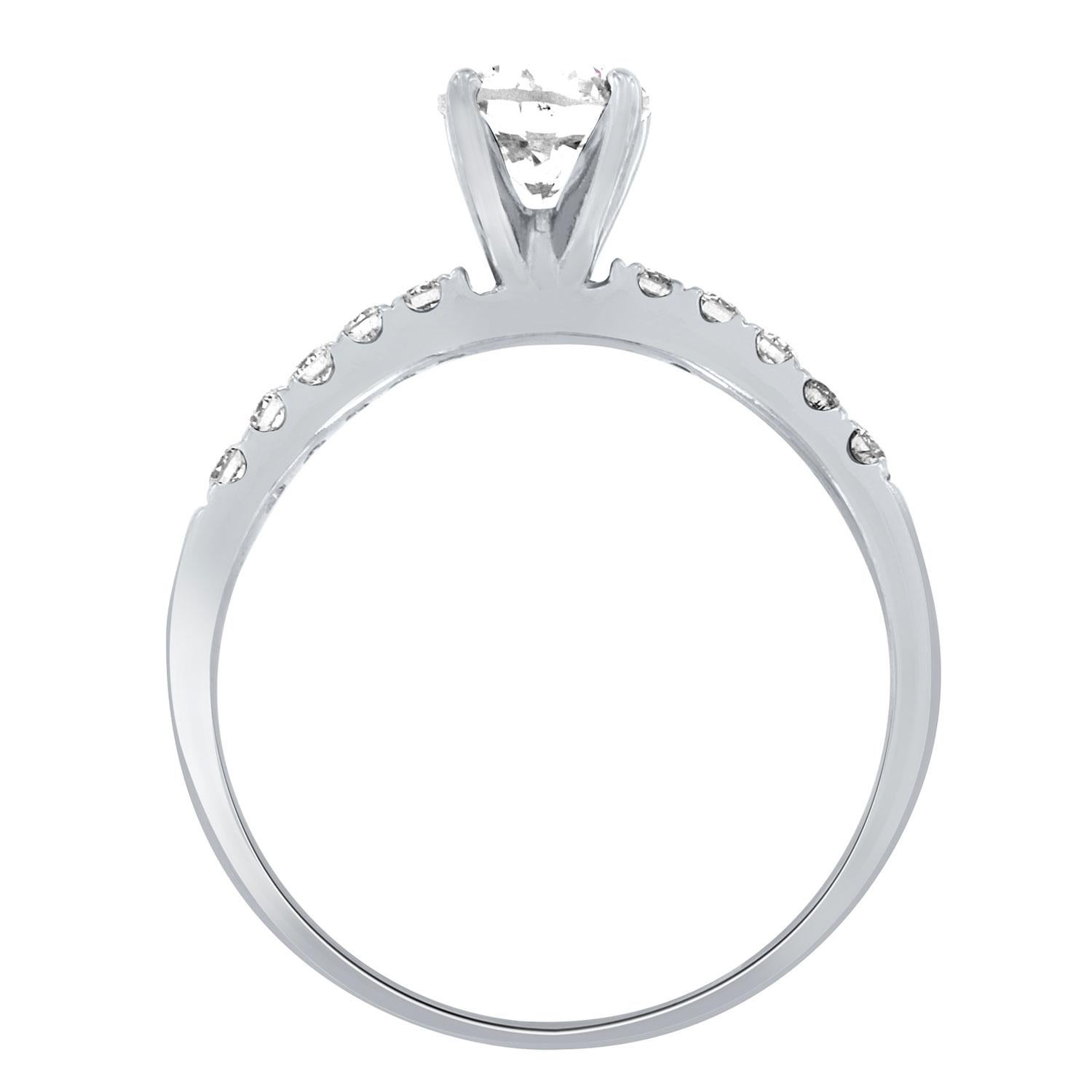 Women's EGL Certified 0.70 Carat Round Diamond 18K White Gold Ring Set For Sale