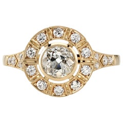 EGL Certified 0.72 Carat Old European Cut Diamond Yellow Gold Engagement Ring EGL Certified 0.72 Carat Old European Cut Diamond Yellow Gold Engagement Ring