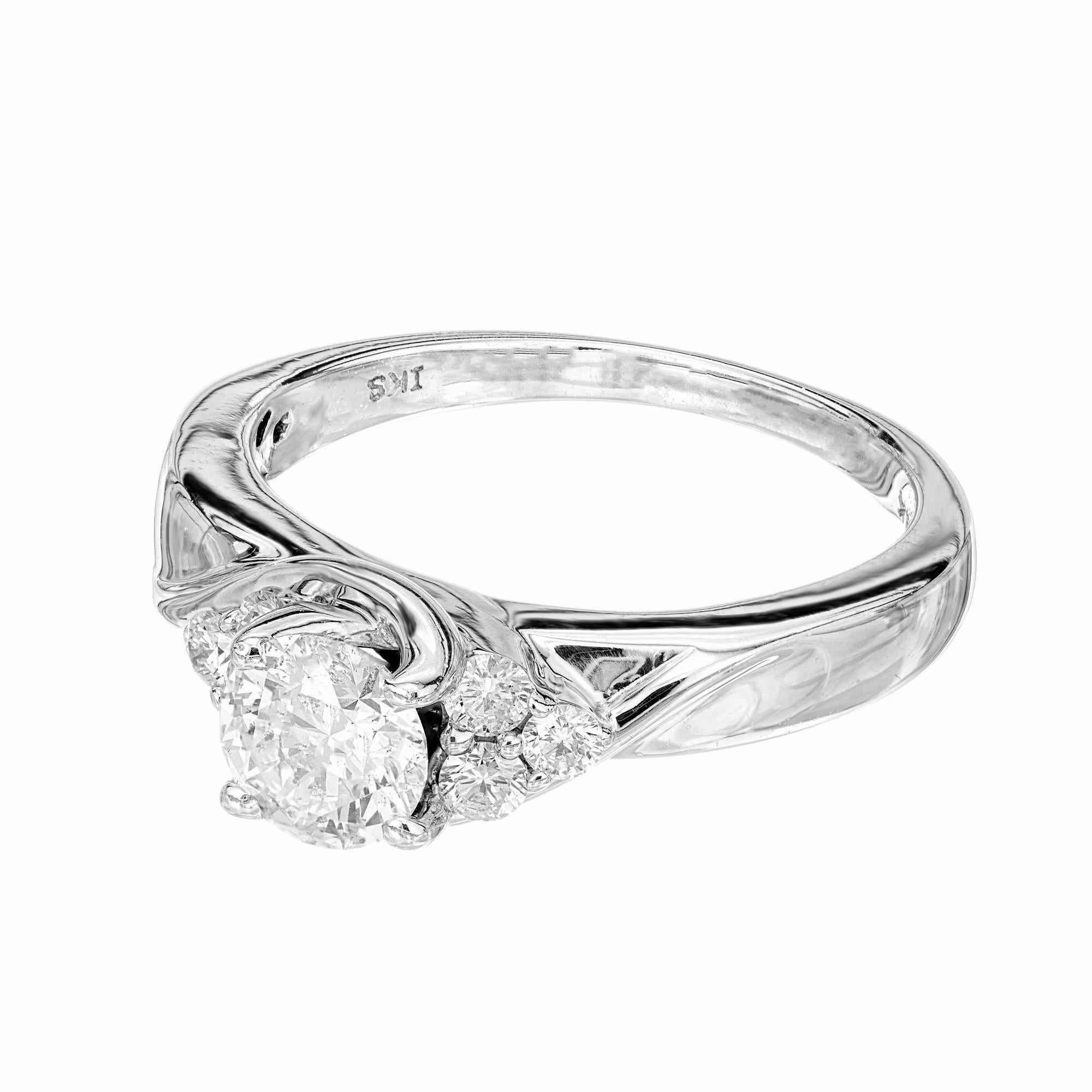 Round Cut EGL Certified 1.00 Carat Diamond White Gold Engagement Ring For Sale