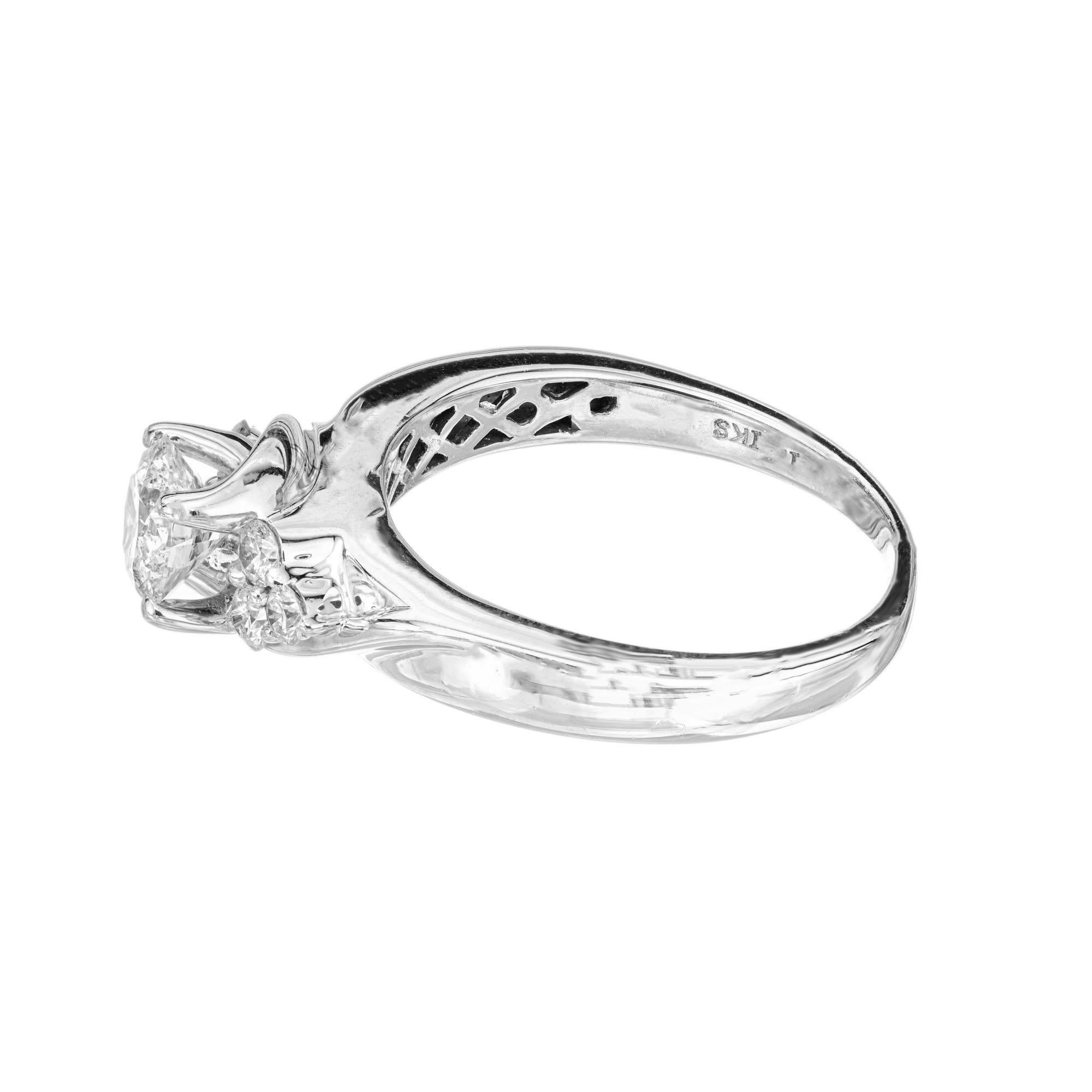 Women's EGL Certified 1.00 Carat Diamond White Gold Engagement Ring For Sale