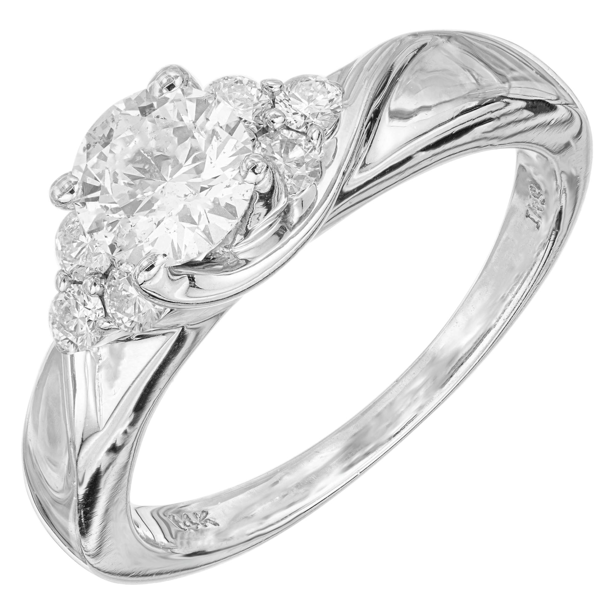 EGL Certified 1.00 Carat Diamond White Gold Engagement Ring For Sale