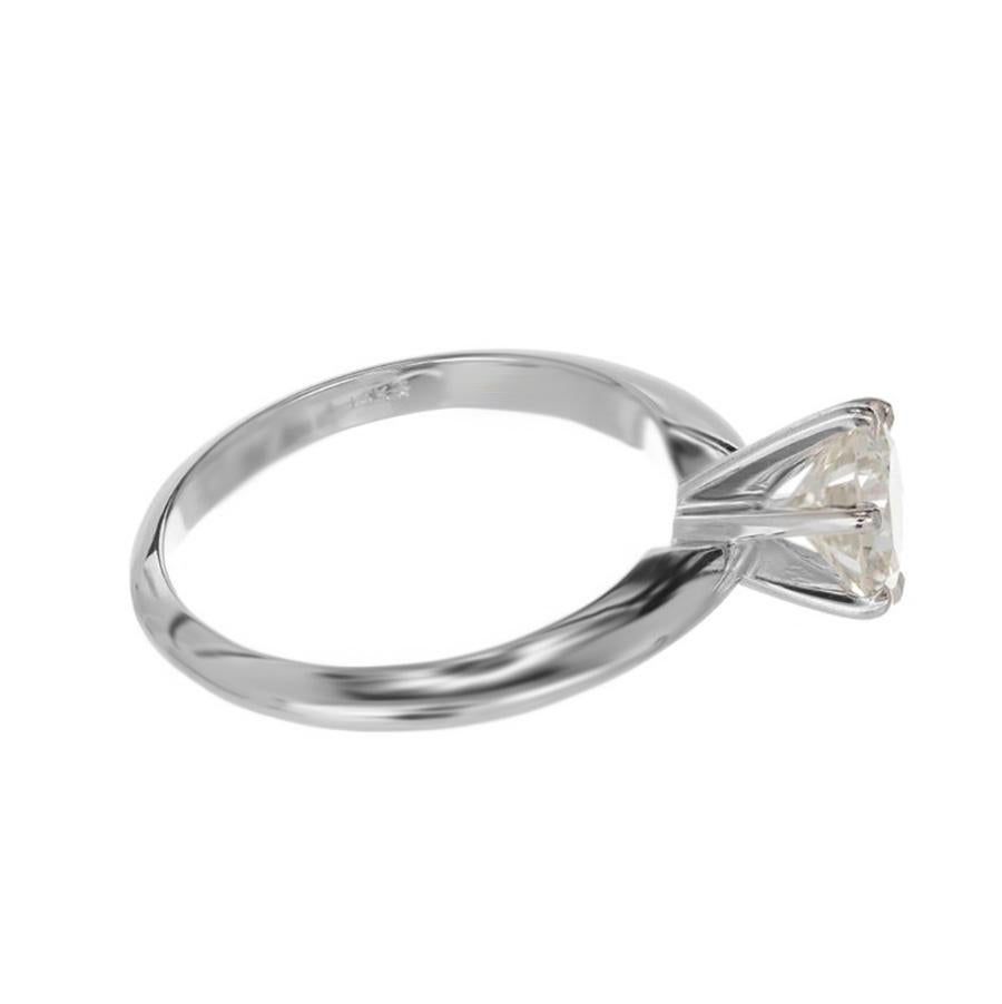 Anillo de compromiso solitario de oro blanco con diamante de 1,00 quilates Corte redondo en venta