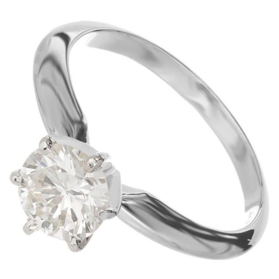 Anillo de compromiso solitario de oro blanco con diamante de 1,00 quilates en venta 1