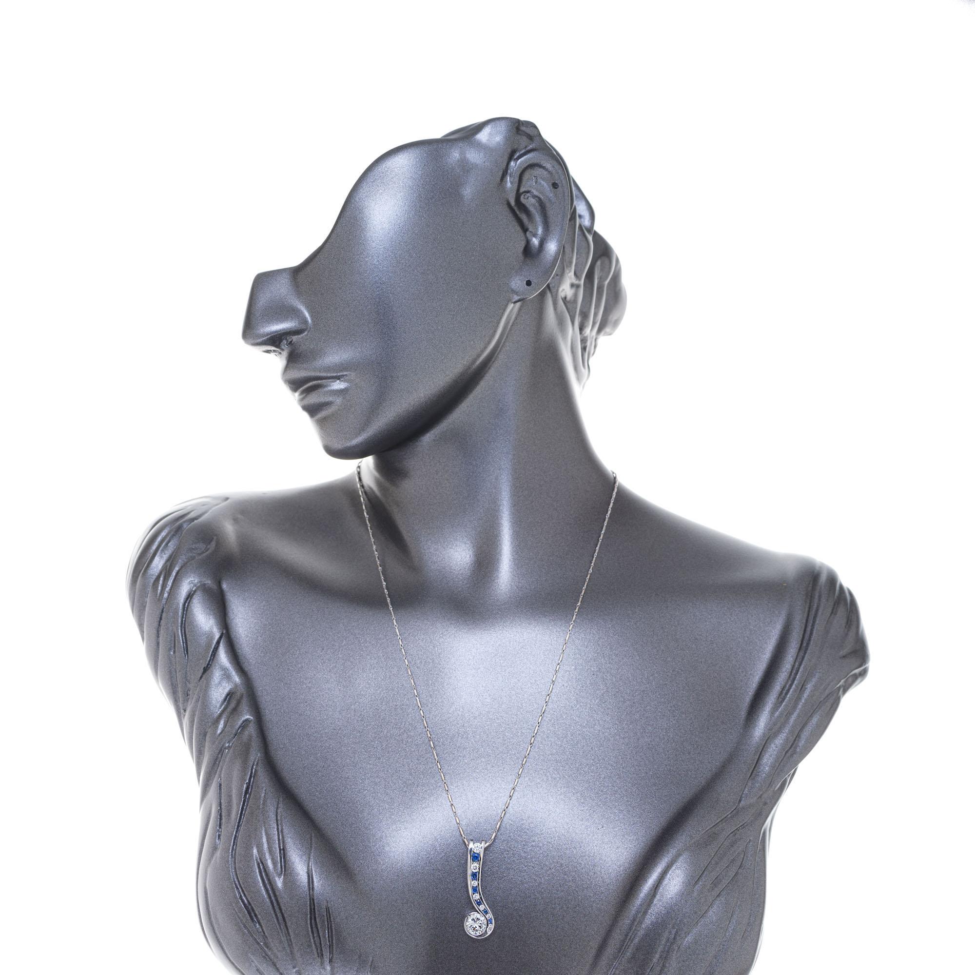 EGL Certified 1.00 Carat Diamond White Gold Swirl Pendant Necklace For Sale 1