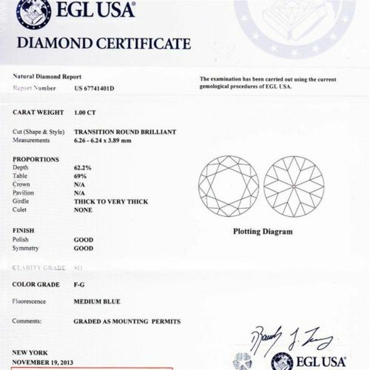 EGL Certified 1.00 Carat Diamond White Gold Swirl Pendant Necklace For Sale 2