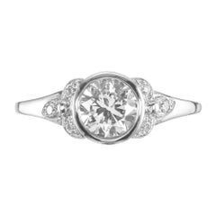 EGL Certified 1.00 Carat Old European Art Deco Diamond Platinum Engagement Ring