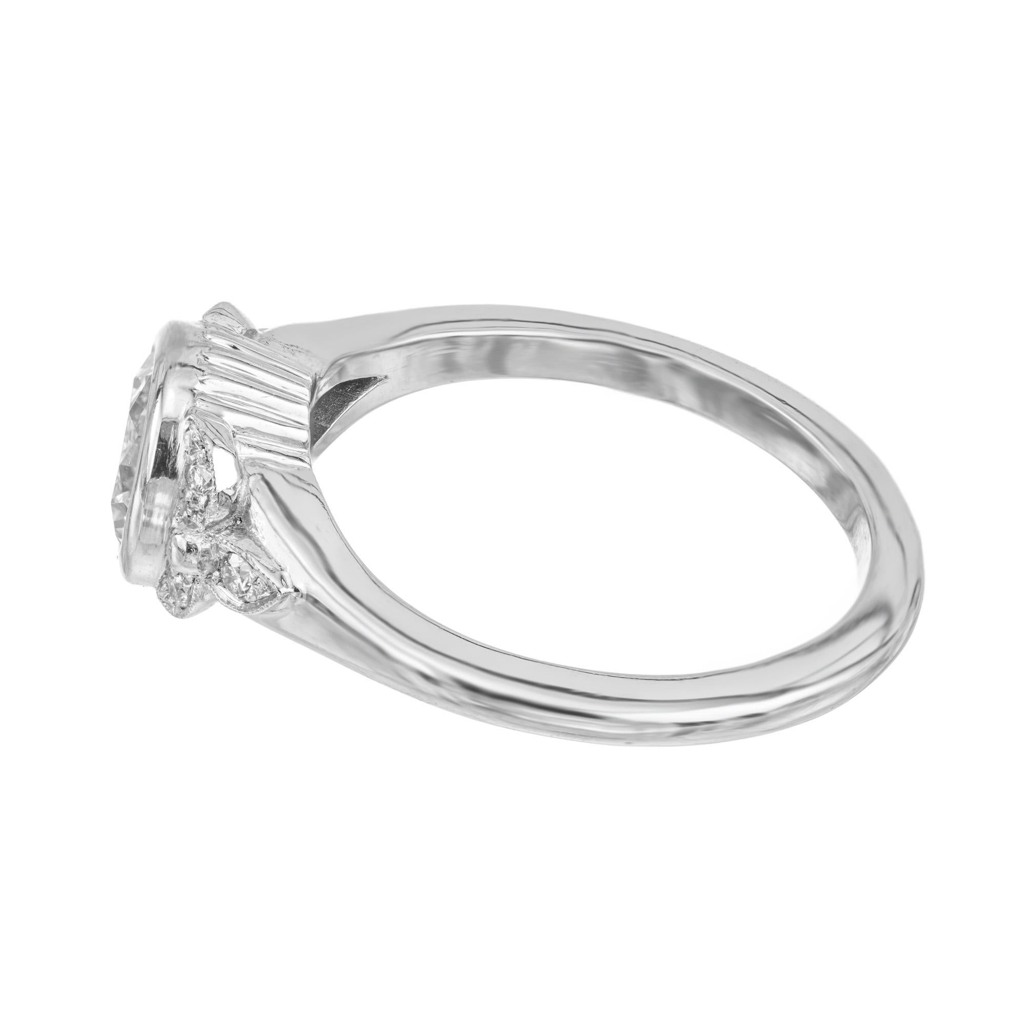 EGL Certified 1.00 Carat Old European Art Deco Diamond Platinum Engagement Ring For Sale 1