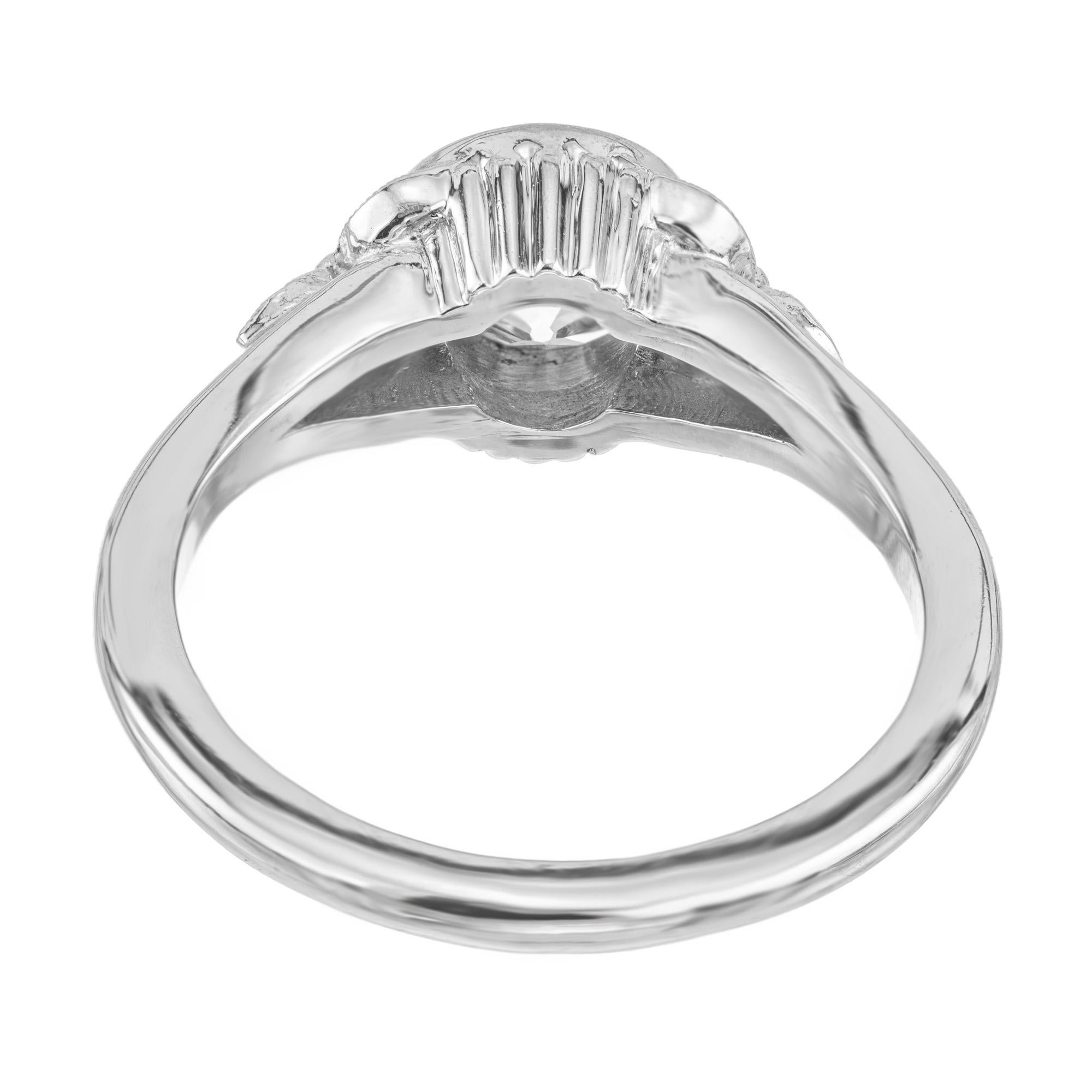 EGL Certified 1.00 Carat Old European Art Deco Diamond Platinum Engagement Ring For Sale 2