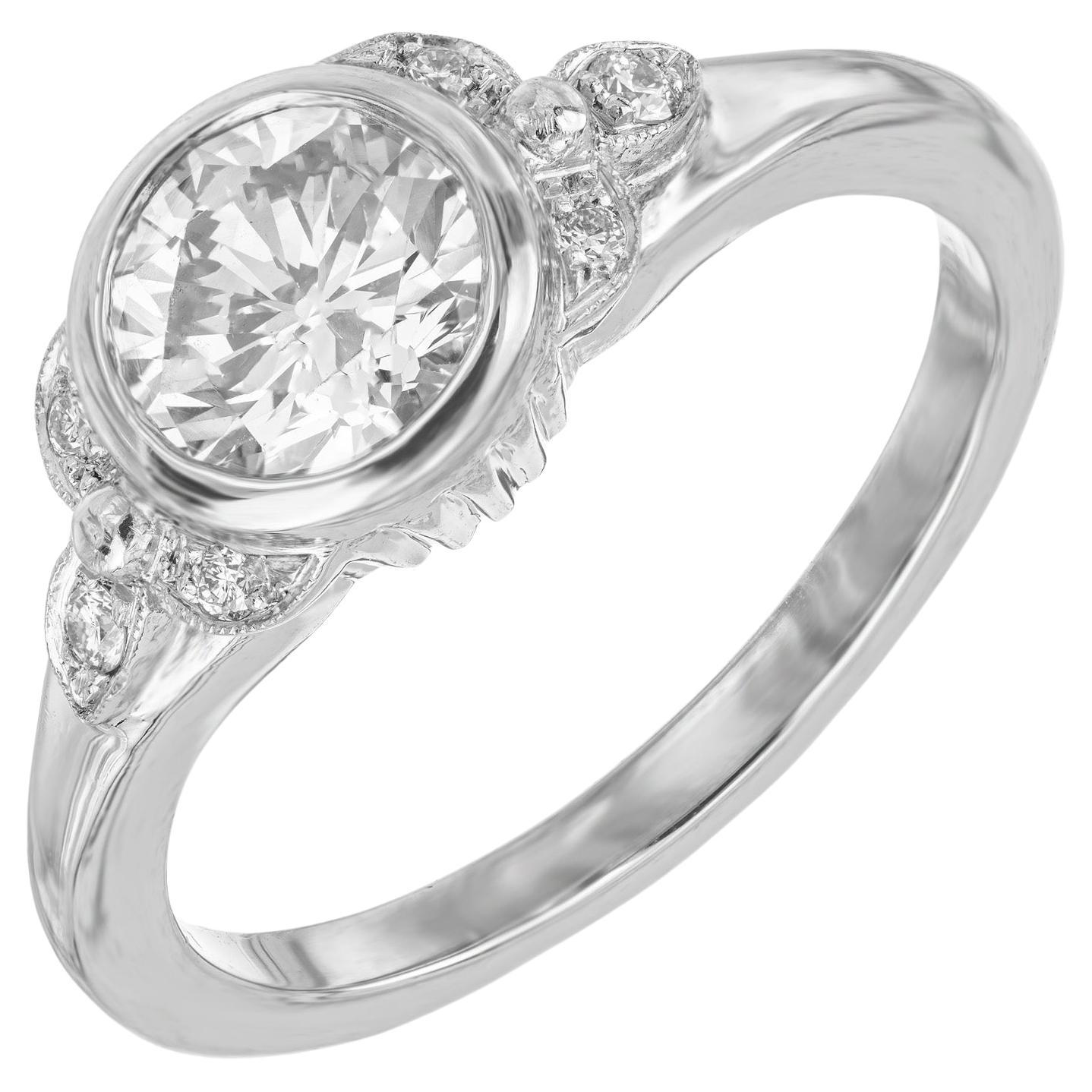 EGL Certified 1.00 Carat Old European Art Deco Diamond Platinum Engagement Ring