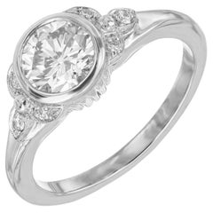 EGL Certified 1.00 Carat Old European Art Deco Diamond Platinum Engagement Ring