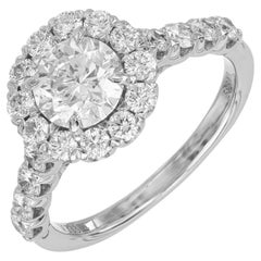 EGL-zertifizierter Verlobungsring mit 1,00 Karat rundem Diamant-Halo aus Weißgold