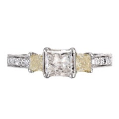 EGL Certified 1.00 Radiant Cut Diamond Platinum Three-Stone Engagement Ring