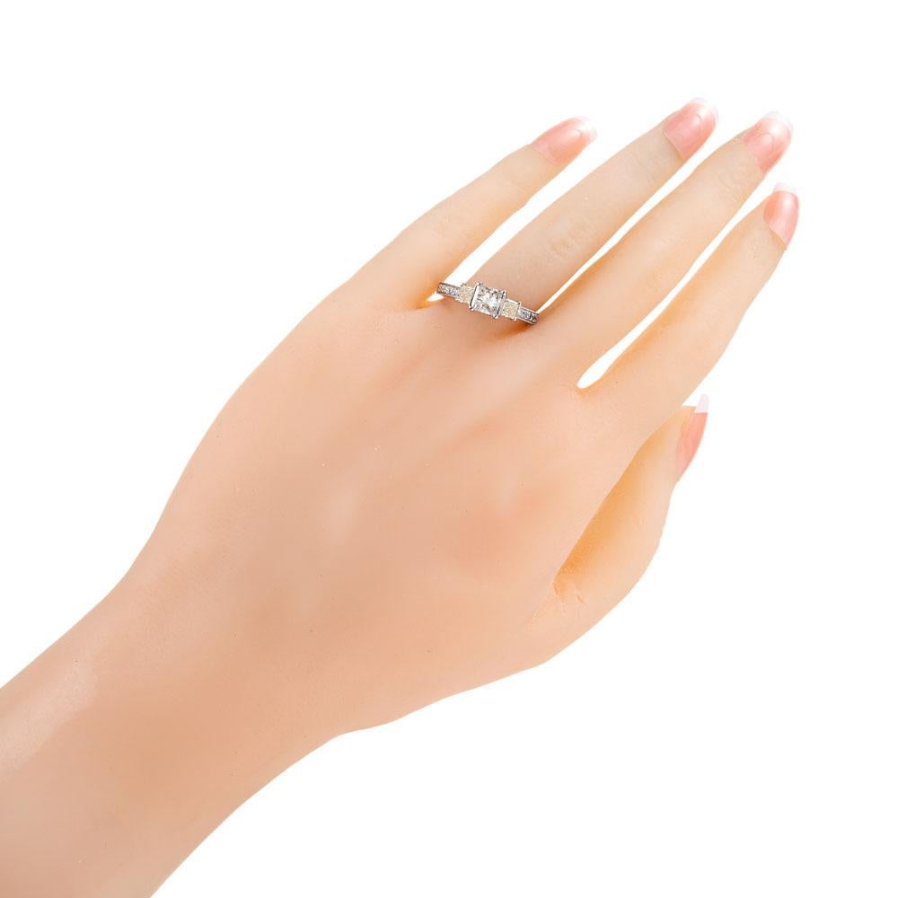 EGL Certified 1.00 Radiant Cut Diamond Platinum Three-Stone Engagement Ring For Sale 3
